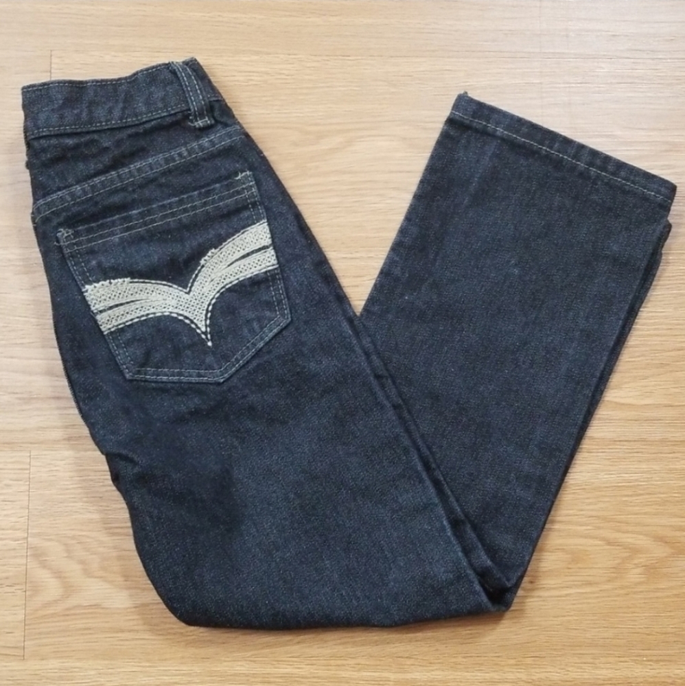 ❤5/$25 Black straight leg embroidered jeans